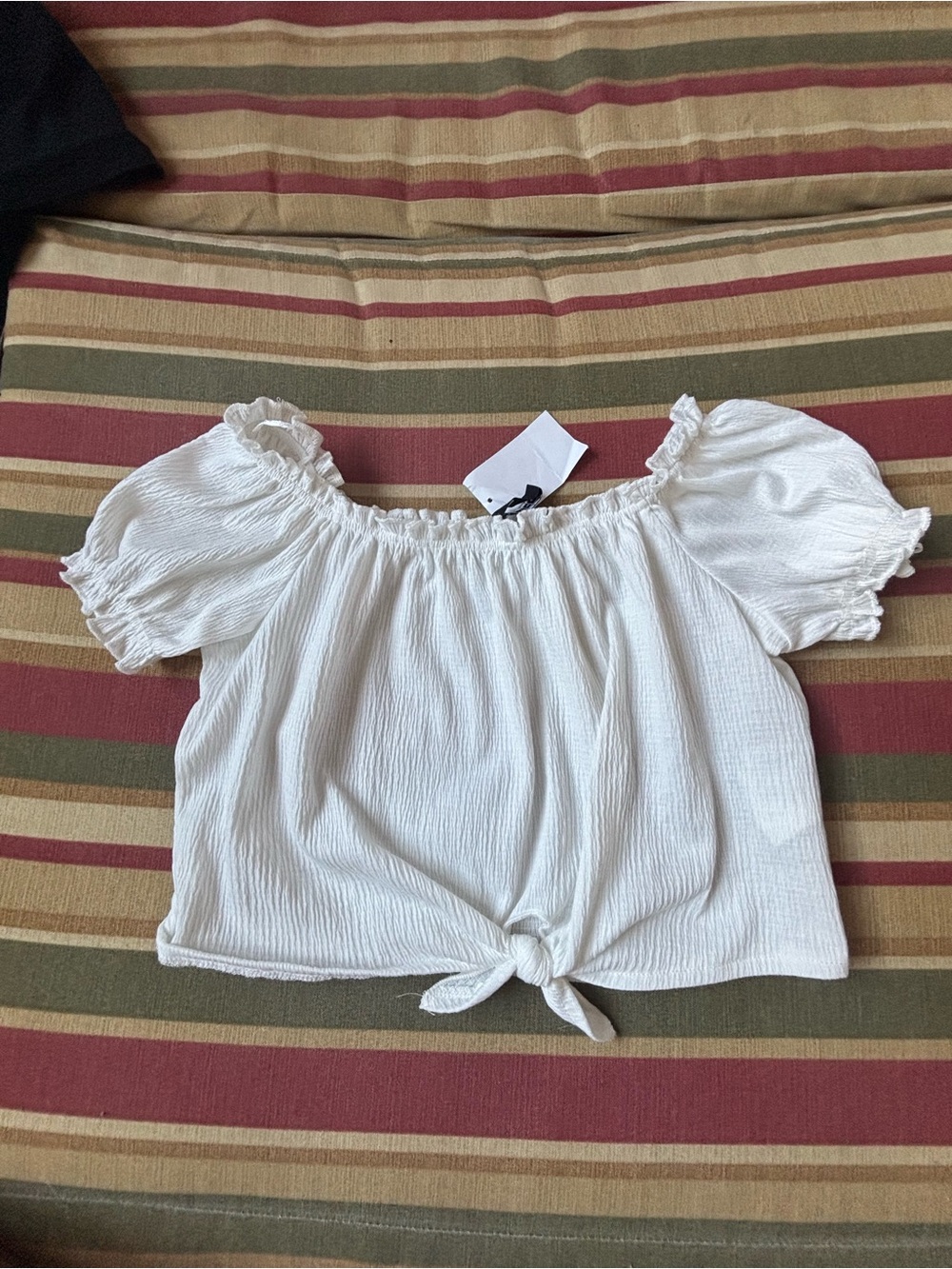 H&M Off-Shoulder White Tie-Front Women's Top